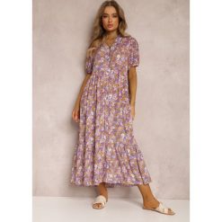 Fioletowa Sukienka z Wiskozy Zofneda. Fioletowe sukienki damskie Renee, m, z aplikacjami, z wiskozy, bez kołnierzyka, bez ramiączek, maxi, koszulowe. Za 84.99 zł.