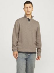 Jack & Jones sweter typu troyer Mężczyźni Bawełna brązowy, L. Brązowe swetry przez głowę męskie Jack & Jones, l, bez wzorów, z bawełny, bez kołnierzyka. Za 299.95 zł.