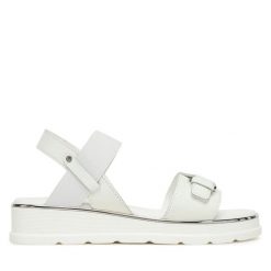Sandały Lasocki. Białe sandały damskie Lasocki, bez wzorów, bez obcasa, na koturnie, bez zapięcia. Za 169.99 zł.