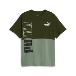 Koszulka Puma Power Colorblock. Zielone koszulki sportowe męskie Puma, m, bez wzorów, z bawełny, bez kołnierzyka, bez ramiączek, na fitness i siłownię. Za 73.99 zł.