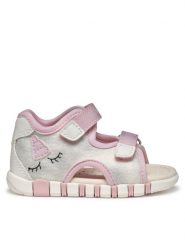 Geox Sandały B Sandal Iupidoo B5517A 0AS54 C0566 Srebrny. Szare sandały dziewczęce Geox, z materiału, bez zapięcia. Za 139.99 zł.