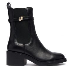Botki Steve Madden. Czarne botki damskie Steve Madden, bez obcasa, na słupku, bez zapięcia. Za 729.99 zł.