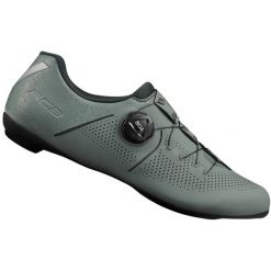 Rower szosowy - Buty rowerowe RC302W, szałwiowa zieleń. Zielone obuwie sportowe damskie Shimano, bez wzorów, rowerowe. Za 409.90 zł.