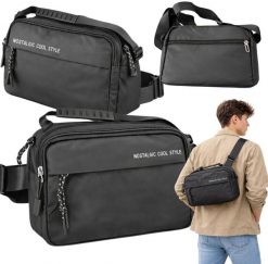 Verk Nerka męska saszetka na ramię do ręki torba crossbody czarna regulacja. Czarne saszetki męskie Verk, bez wzorów, do ręki, małe. Za 33.05 zł.