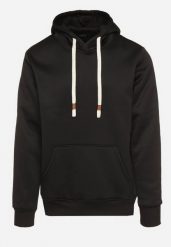 Czarna Bluza z Bawełną Kapturem i Kieszenią Typu Kangurek Norrise. Czarne bluzy męskie Born2be, l, bez wzorów, z bawełny. Za 79.99 zł.