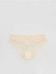 Koronkowe majtki figi - złamana biel. Figi damskie Reserved, l, bez wzorów, z koronki. Za 39.99 zł.