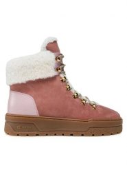 Pollini Trzewiki SA21254H0HTGC62A Różowy. Czerwone botki damskie Pollini, z nubiku, bez obcasa, na płaskiej podeszwie, bez zapięcia. Za 2,459.00 zł.