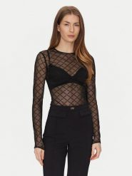 Elisabetta Franchi Body BO-021-51E2-V260 Czarny Slim Fit. Czarne bluzki damskie Elisabetta Franchi, bez wzorów, z syntetyku, bez kołnierzyka, bez ramiączek. Za 559.99 zł.