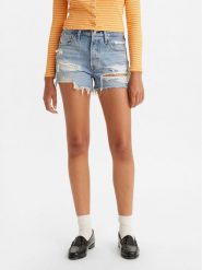 Levi's® Szorty jeansowe 501® 563270314 Niebieski Slim Fit. Niebieskie szorty damskie s, bez wzorów, z bawełny. Za 189.99 zł.