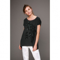 Medicine - Top Tattoo Konwent. Szare topy damskie MEDICINE, z nadrukiem, z bawełny, z łamanym kołnierzem, z krótkim rękawem. W wyprzedaży za 39.90 zł.