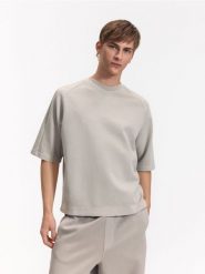 Bluza z krótkim rękawem - jasnoszary. Szare bluzy męskie Reserved, l, bez wzorów, z bawełny, bez kaptura. Za 119.99 zł.