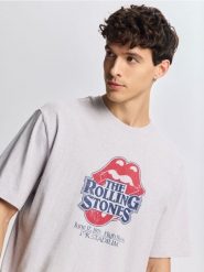T-shirt ROLLING STONES - jasnoszary. Szare t-shirty męskie Reserved, l, bez wzorów, z bawełny, bez kołnierzyka. Za 69.99 zł.