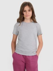4F T-shirt regular gładki dziewczęcy - szary 158 (12-13 lat). Szare t-shirty i topy dla dziewczynek 4f, bez wzorów, z bawełny, bez ramiączek. Za 29.99 zł.
