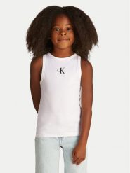 Calvin Klein Jeans Top Logo IG0IG02435 Biały Regular Fit. Białe t-shirty i topy dla dziewczynek Calvin Klein Jeans, bez wzorów, z bawełny, bez ramiączek. Za 69.99 zł.
