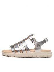 Geox Sandały J Sandal Soleima Gir J35GSB 000CF C1007 S Srebrny. Szare sandały dziewczęce Geox, ze skóry, bez zapięcia. Za 189.99 zł.