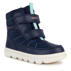 Śniegowce Geox. Niebieskie buty zimowe dziewczęce Geox, bez zapięcia. Za 399.99 zł.
