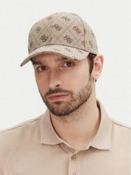 Guess Czapka z daszkiem M5GZ18 WGUE0 Beżowy. Brązowe rękawiczki męskie Guess, z aplikacjami, z bawełny. Za 149.99 zł.