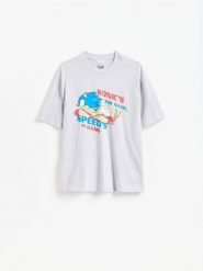 T-shirt oversize Sonic - jasnoszary. Szare t-shirty męskie Reserved, l, bez wzorów, z bawełny, bez kołnierzyka. Za 79.99 zł.