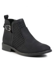 Clara Barson Botki WS2796-09 Czarny. Czarne botki damskie Clara Barson, ze skóry, bez obcasa, na płaskiej podeszwie, bez zapięcia. Za 62.99 zł.