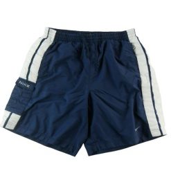 Second life - Krótkie spodenki kąpielowe męskie vintage Y2K - Stan dobry. Niebieskie kąpielówki męskie Nike, l, bez wzorów, żeglarskie. Za 63.86 zł.