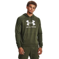 Męska Bluza Polarowa Z Logo. Zielone bluzy męskie Under Armour, m, bez wzorów, z bawełny, z kapturem. Za 324.00 zł.