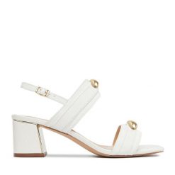 Sandały Lasocki. Białe sandały damskie Lasocki, bez wzorów, bez obcasa, na słupku, bez zapięcia. Za 229.99 zł.