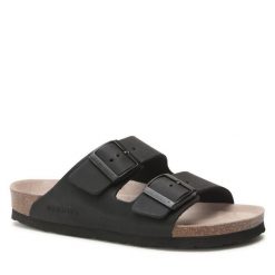 Klapki Genuins. Czarne klapki damskie Genuins, bez wzorów, bez obcasa. Za 189.99 zł.