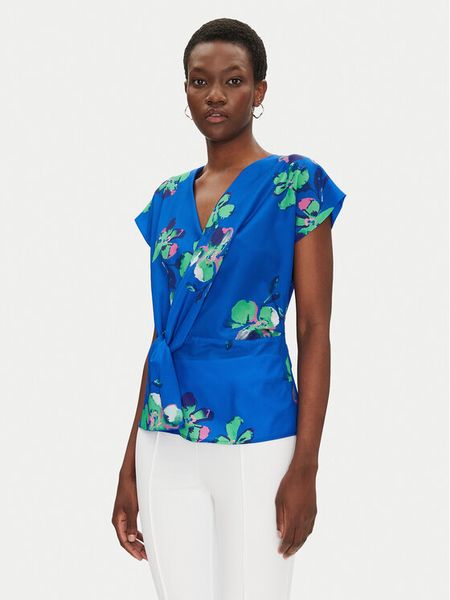 Morgan Bluzka 251-OUZO.F Niebieski Regular Fit. Niebieskie bluzki damskie Morgan, bez wzorów, z syntetyku, bez kołnierzyka, bez ramiączek. Za 199.99 zł.