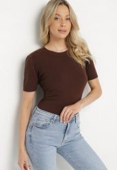 Brązowy Sweter z Ozdobnymi Ściągaczami Sanarella. Brązowe swetry damskie Born2be, uniwersalny, z aplikacjami, z jeansu, eleganckie, bez kołnierzyka, bez ramiączek, bez kaptura. Za 49.99 zł.
