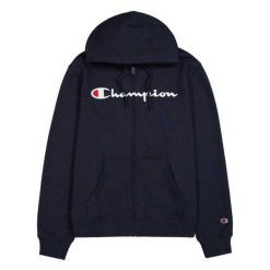 Męska Bluza Z Pełnym Zamkiem Błyskawicznym Z Markowym Rękawem. Niebieskie bluzy męskie Champion, m, bez wzorów, bez kaptura. Za 351.99 zł.