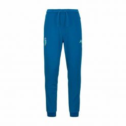 Spodnie dresowe AS Monaco Atric 2023/24. Niebieskie spodnie sportowe męskie Kappa, bez wzorów, z dresówki, do piłki nożnej. W wyprzedaży za 245.05 zł.