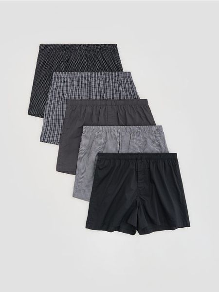5 pack bokserek Loose - ciemnoszary. Szare bokserki męskie Reserved, l, bez wzorów, z bawełny. Za 125.99 zł.