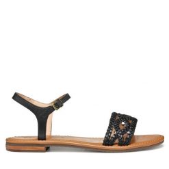 Sandały Geox. Czarne sandały damskie Geox, bez wzorów, bez obcasa, na płaskiej podeszwie, bez zapięcia. Za 259.99 zł.