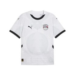Męska koszulka wyjazdowa Egipt 2025 PUMA White Sand Dune Beige. Białe koszulki sportowe męskie Puma, m, bez wzorów, bez kołnierzyka, bez ramiączek, do piłki nożnej. Za 419.00 zł.