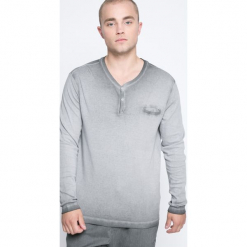 Bench - Longsleeve. Szare bluzki z długim rękawem męskie Bench, z bawełny, polo. W wyprzedaży za 49.90 zł.