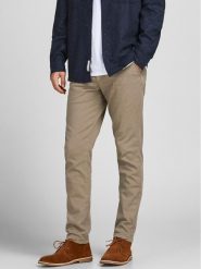 Jack & Jones Spodnie materiałowe Marco Dave 12174307 Beżowy Slim Fit. Brązowe spodnie materiałowe męskie Jack & Jones, m, bez wzorów, z bawełny. Za 164.99 zł.
