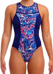 Strój pływacki Funkita Mad Cat Hi Flyer zapinany na suwak. Niebieskie kostiumy jednoczęściowe damskie FUNKITA, s, bez wzorów, do pływania. Za 289.00 zł.