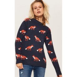 Sweter w lisy - Granatowy. Niebieskie swetry damskie House. Za 99.99 zł.