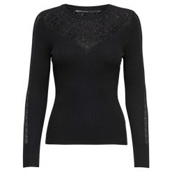 ONLY Damski sweter New Oda L / S Pullover Knit Black (rozmiar XS). Czarne swetry damskie Only, l, bez wzorów, z materiału, bez kołnierzyka, bez ramiączek, bez kaptura. W wyprzedaży za 98.00 zł.