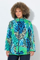 Damskie Funkcyjna kurtka przeciwdeszczowa wzór zwierzęcy elementy odblaskowe. Zielone kurtki damskie Ulla Popken, plus size, bez wzorów, z materiału, bez kaptura. Za 389.99 zł.