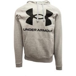 Bluza z kapturem Męska Under Armour Rival Big Logo Jasnoszary. Czarne bluzy męskie Under Armour, m, bez wzorów, z kapturem. W wyprzedaży za 221.45 zł.