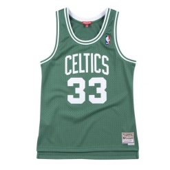 Koszulka damska NBA Boston Celtics Larry Bird 1985/86. Zielone koszulki sportowe damskie Mitchell & Ness, bez wzorów, z poliesteru, sportowe, bez kołnierzyka. Za 457.50 zł.