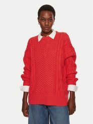 STAUD Sweter Tracy R24P3117CA Czerwony Oversize. Czerwone swetry damskie STAUD, xs, bez wzorów, z bawełny, bez kołnierzyka, bez ramiączek, bez kaptura. Za 1,519.00 zł.