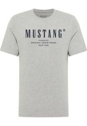 Męski T-Shirt Mustang Style Alex Mid Grey Mélange 1017330 4140. Szare t-shirty męskie Mustang, l, bez wzorów, bez kołnierzyka. Za 69.99 zł.