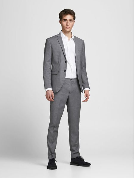 Jack & Jones Garnitur Franco 12181339 Szary Super Slim Fit. Szare garnitury męskie Jack & Jones, bez wzorów, z syntetyku. Za 539.99 zł.