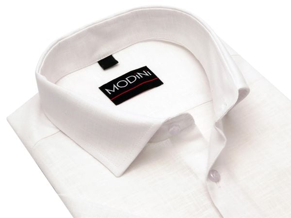 Biała koszula męska z krótkim rękawem - melanż DK12. Białe koszule męskie Modini Moda Męska, m, bez wzorów, z bawełny, casualowe, bez kołnierzyka, bez ramiączek. W wyprzedaży za 148.50 zł.