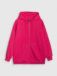 4F Bluza dresowa rozpinana z kapturem damska - różowa XS. Czerwone bluzy damskie 4f, xs, bez wzorów, z bawełny, klasyczne, bez kołnierzyka, bez ramiączek, z kapturem. W wyprzedaży za 79.99 zł.