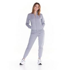 Bluza miękka z zamek błyskawiczny na co dzień. Szare bluzy sportowe damskie LEONE 1947 APPAREL, xs, bez wzorów, z dresówki, bez kaptura, na fitness i siłownię. W wyprzedaży za 246.29 zł.