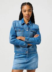 WRANGLER DAMSKA KURTKA JEANSOWA WRANGLER HERITAGE JACKET WRUGGED 112362616. Kurtki damskie Wrangler, s, bez wzorów, z jeansu, bez kaptura. Za 249.99 zł.