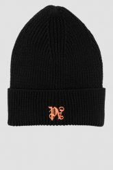 PALM ANGELS Czarna czapka Pa Monogram Beanie. Czarne czapki i kapelusze męskie PALM ANGELS, bez wzorów. W wyprzedaży za 699.99 zł.